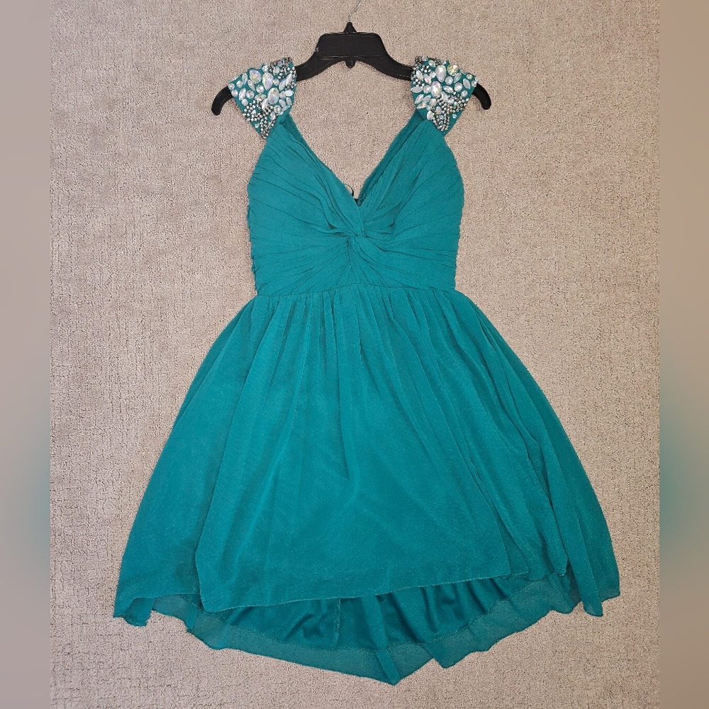 Teal High Low Dress, size 3